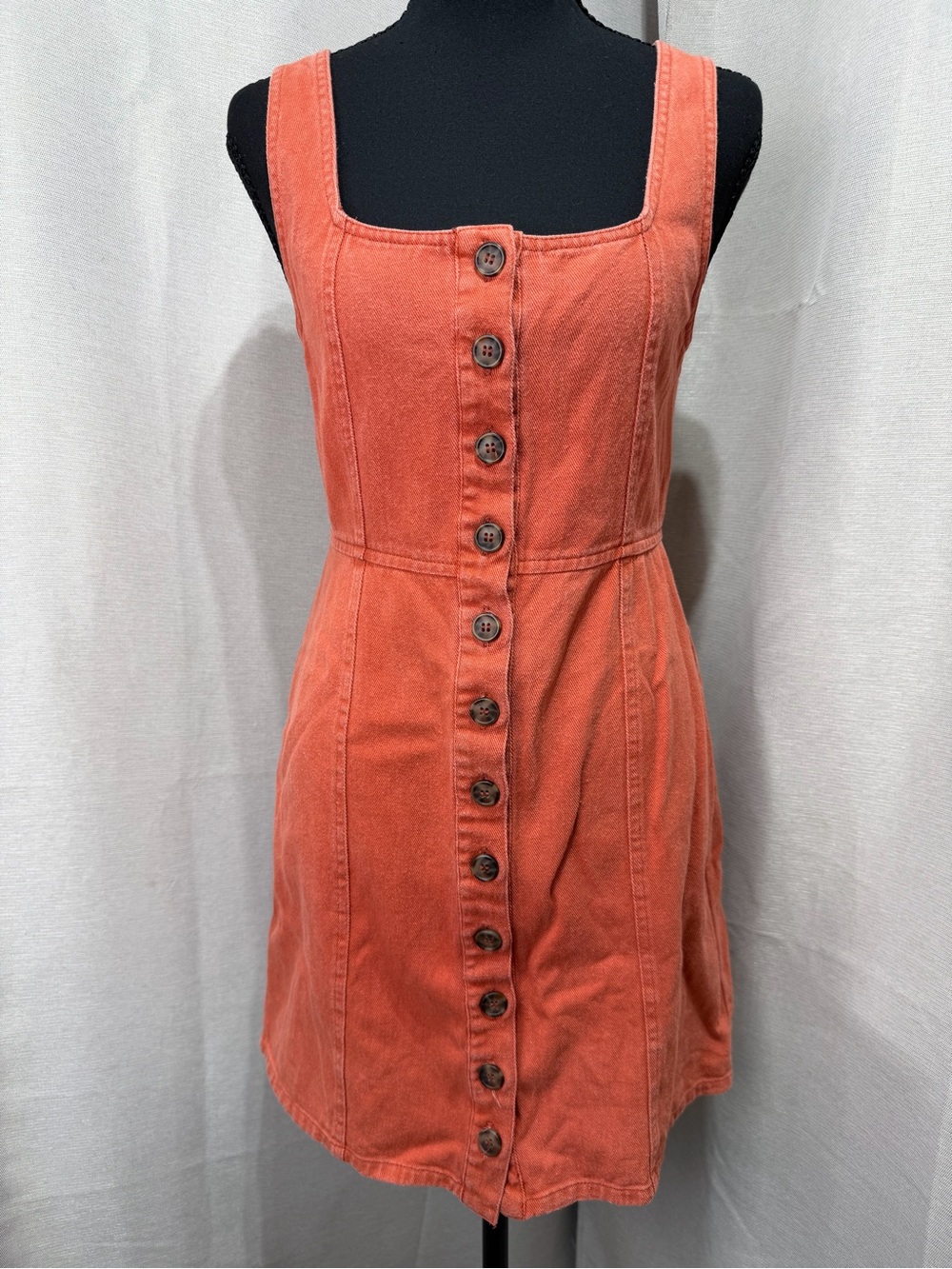 Chloe & Katie Button-Front Rust Tank Dress sz M